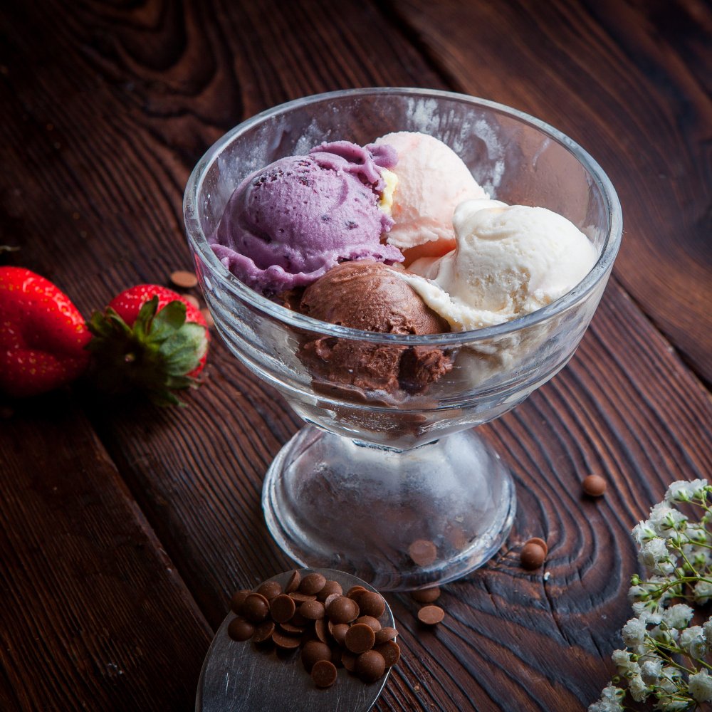 Selection of ice creams